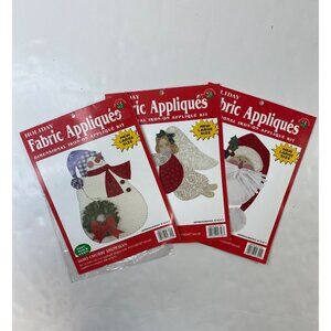 Holiday Fabric Appliqué Kits Snowman Santa Angel Dimensional Easy Iron-On Craft